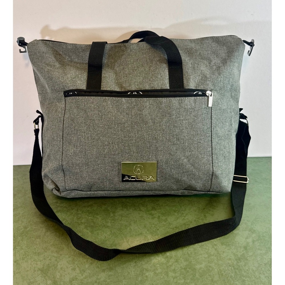 Acura Gray Travel Duffel Bag Weekend Gym Bag with Adjustable Strap Logo Lining